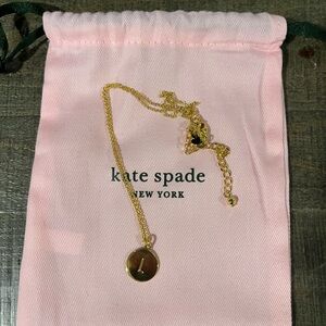 kate spade Gold Disc Pendant Necklace with Pink Pouch